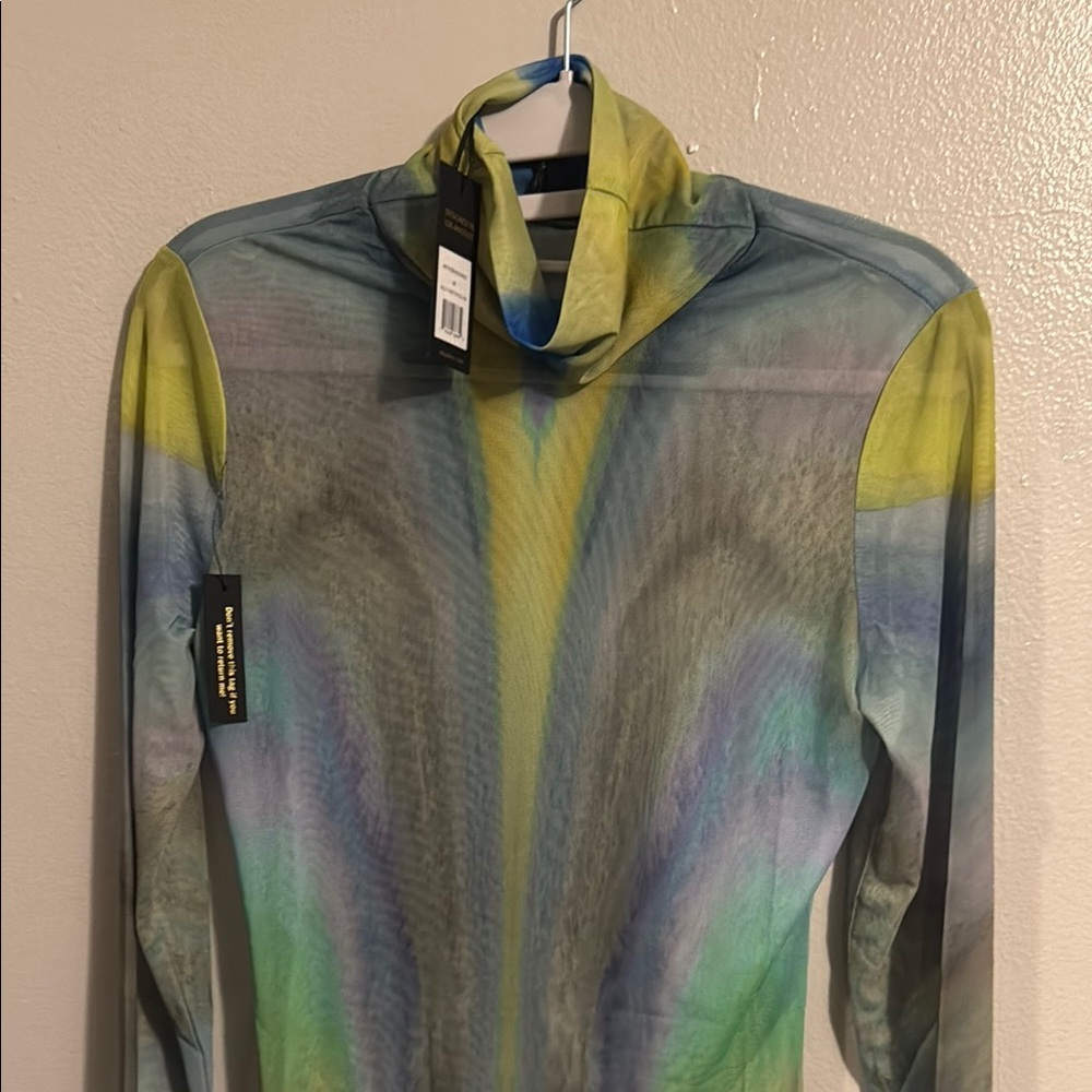 Afrm Zadie Multicolor Long Sleeve Turtleneck Top